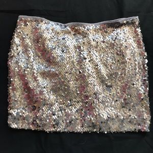 Express silver Sequin Mini Skirt